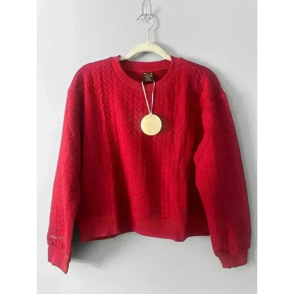 Laila Ali Red Cable Knit Sweater, Large